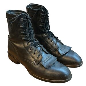 ARIAT Boots Heritage Black Lacer Western Biker Lace-Up Women's Size 7.5